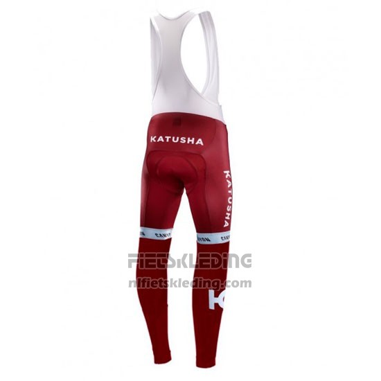 2016 Fietskleding Katusha Alpecin Wit en Rood Lange Mouwen en Koersbroek